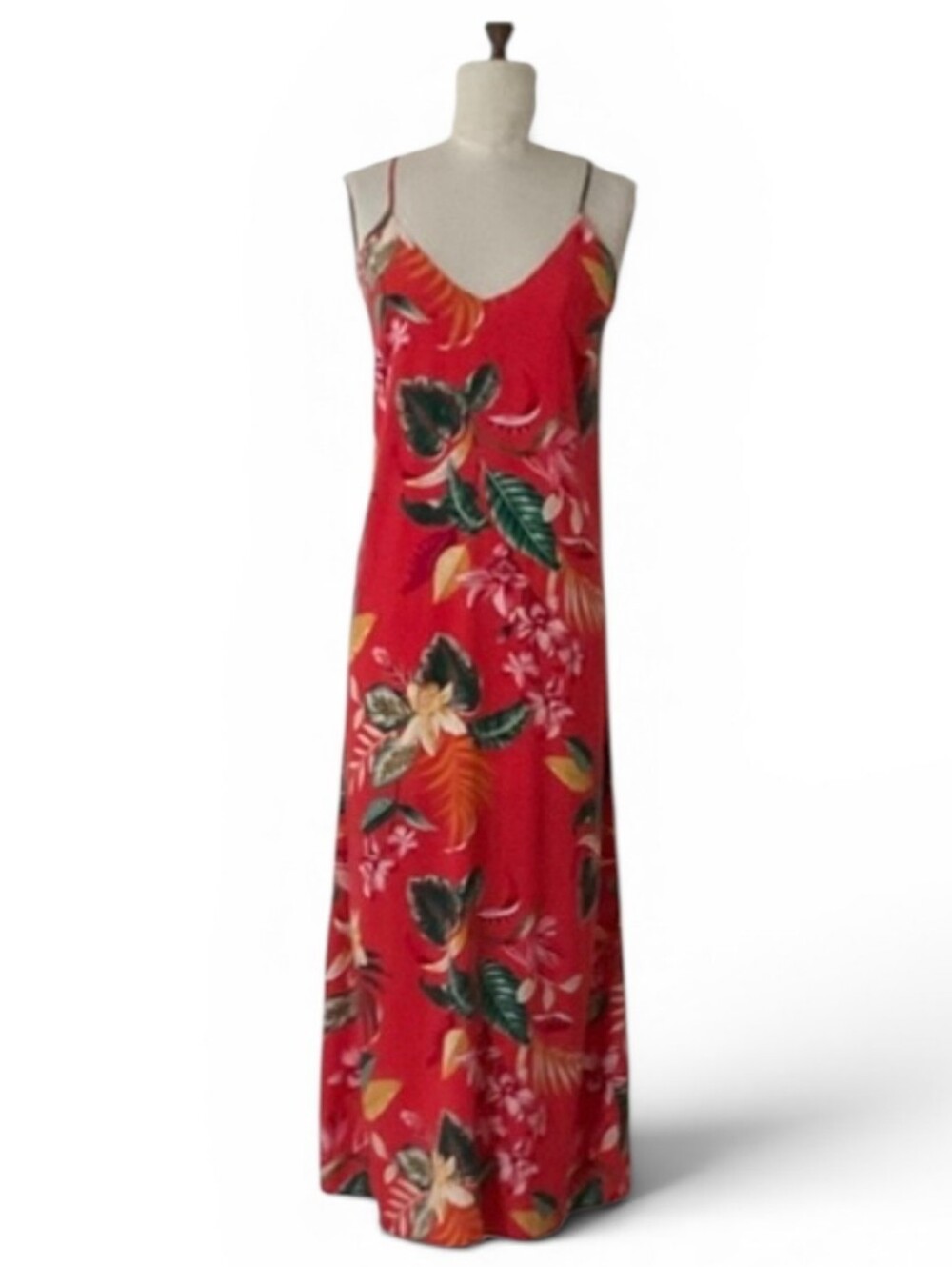 NEW OLD NAVY V Neck Maxi Red Floral Dress Size Medium Tall